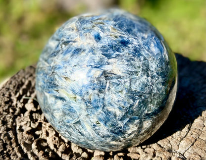 Sparkly Blue/touch of Green Kyanite and Mica Sphere
