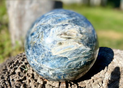 Sparkly Blue/touch of Green Kyanite and Mica Sphere