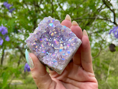 Pearl Amethyst Angel Aura Quartz Cluster Standing