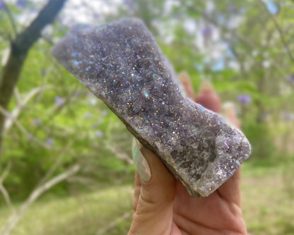 Pearl Amethyst Angel Aura Quartz Cluster Standing