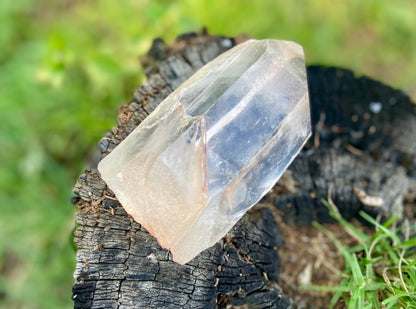 Natural Self Healed Tangerine Quartz with Lemurian Striations and Lightening Strike Collectors Crystal