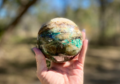 Chrysocolla and Malachite Sphere
