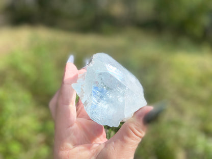 Etched Aquamarine Naturally Double Terminated Rainbow Inclusions Museum Grade  1935 Carats