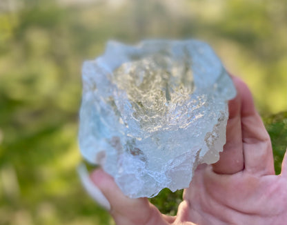 Etched Aquamarine Naturally Double Terminated Rainbow Inclusions Museum Grade  1935 Carats