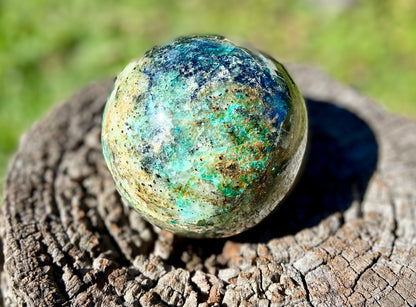 Chrysocolla and Malachite Sphere