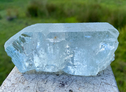 Double Terminated Aquamarine Natural Point Wand with Pleiadian Starbrary Glyphs Museum Grade