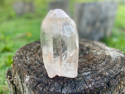 Natural Self Healed Tangerine Quartz with Lemurian Striations and Lightening Strike Collectors Crystal