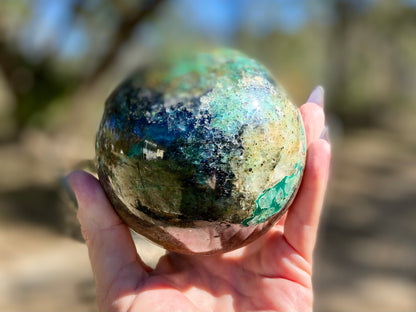 Chrysocolla and Malachite Sphere