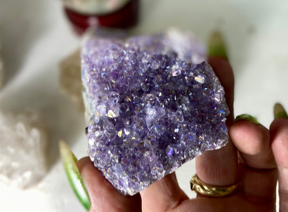 Pearl Amethyst Angel Aura Quartz Cluster Standing