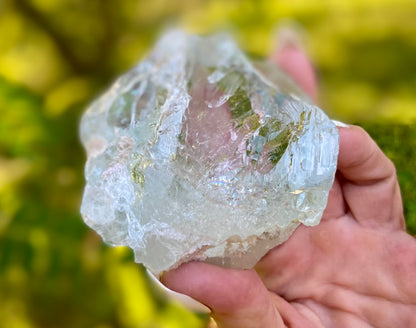 Etched Aquamarine Naturally Double Terminated Rainbow Inclusions Museum Grade  1935 Carats