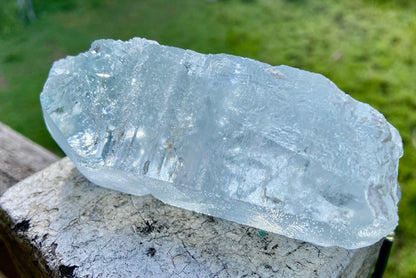Double Terminated Aquamarine Natural Point Wand with Pleiadian Starbrary Glyphs Museum Grade