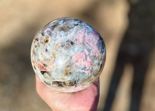 Unicorn Sphere with Lepidolite & Pink Tourmaline Madagascar 1417 g