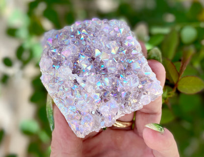 Pearl Amethyst Angel Aura Quartz Cluster Standing