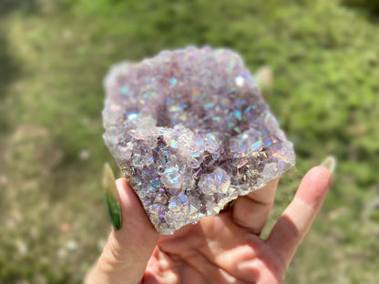 Pearl Amethyst Angel Aura Quartz Cluster Standing