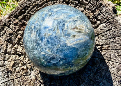Sparkly Blue/touch of Green Kyanite and Mica Sphere
