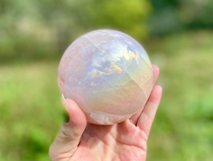 Angel Aura Rose Quartz Sphere: Heart & Higher Wisdom Healing Crystal