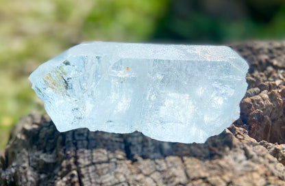 Double Terminated Aquamarine Natural Point Wand with Pleiadian Starbrary Glyphs Museum Grade