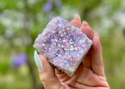 Pearl Amethyst Angel Aura Quartz Cluster Standing