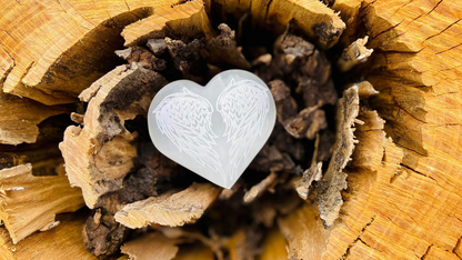 Selenite Heart with wings