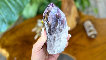 Dragon Tooth Amethyst Quartz with Smoky Quartz Phantom Standing Natural Point