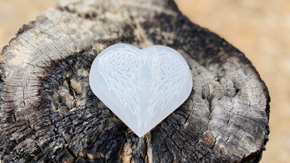 Selenite Heart with wings