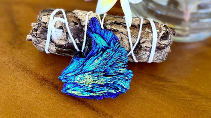 Black Kyanite with Aqua Angel Aura Wing