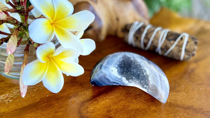 Agate Moon with Druzy
