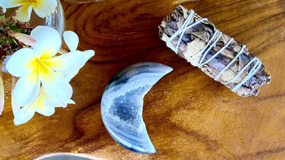 Agate Moon with Druzy