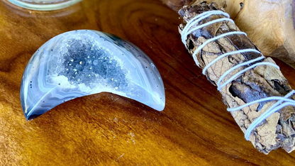 Agate Moon with Druzy