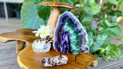 Rainbow Fluorite Crystal Rainbow Fluorite Slab | Intuition + Clarity + Balance | Third Eye Chakra | 919 Grams