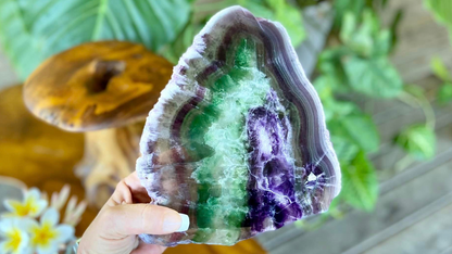 Rainbow Fluorite Crystal Rainbow Fluorite Slab | Intuition + Clarity + Balance | Third Eye Chakra | 919 Grams
