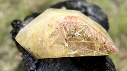 Rutile Quartz with Hematite Rutile Stars Polished Freeform