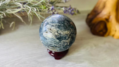 Sparkly Blue/touch of Green Kyanite and Mica Sphere