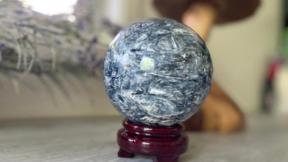 Sparkly Blue/touch of Green Kyanite and Mica Sphere
