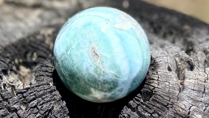 Rare AAA Grade Larimar Sphere | 252g | Atlantis Stone | Soothing & Balancing Crystal | Emotional Healing | Dominican Republic