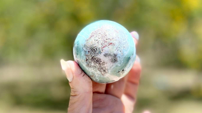 Rare AAA Grade Larimar Sphere | 252g | Atlantis Stone | Soothing & Balancing Crystal | Emotional Healing | Dominican Republic