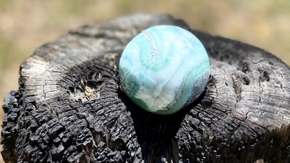 Rare AAA Grade Larimar Sphere | 252g | Atlantis Stone | Soothing & Balancing Crystal | Emotional Healing | Dominican Republic