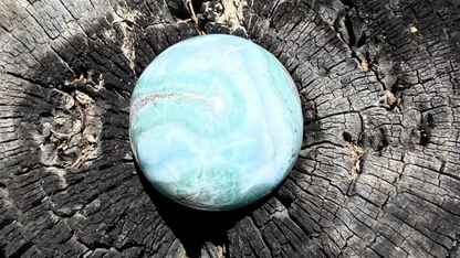 Rare AAA Grade Larimar Sphere | 252g | Atlantis Stone | Soothing & Balancing Crystal | Emotional Healing | Dominican Republic