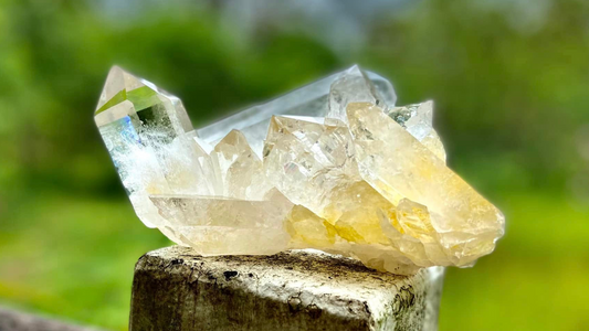 Rare AAA Grade Lemurian Clear Quartz Cluster With Golden Healer |Brazil |Master Healer,Amplifier, Programmer | 787 Grams