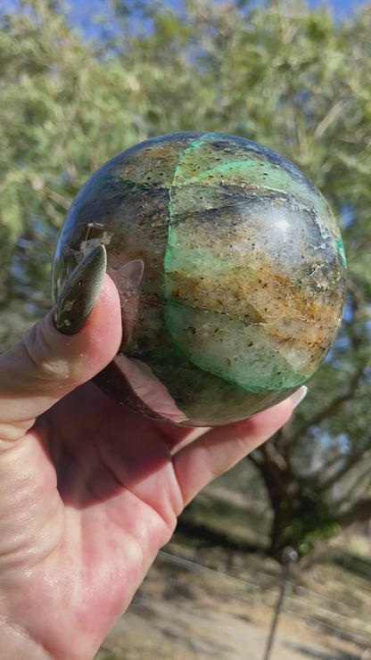 Chrysocolla and Malachite Sphere