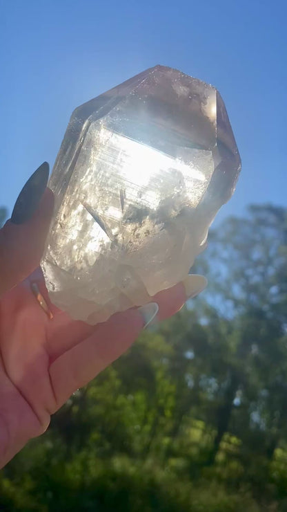 Smokey Citrine Pleiadian Starbrary | Lemurian Seed Quartz Point | Smoky Citrine | Manifestation & Inner Child Crystal | Brazil – 358g