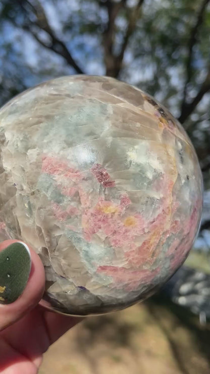 Unicorn Sphere with Lepidolite & Pink Tourmaline Madagascar 1417 g