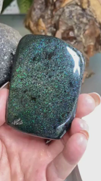 Magnificent Large Australian Rainbow Andamooka Treated Opal Slab