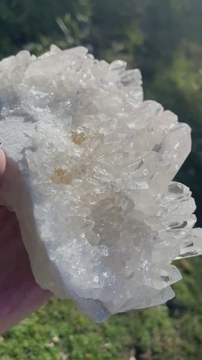Lemurian Seed Quartz Cluster With A Smudge Of Golden Healer AAA+++