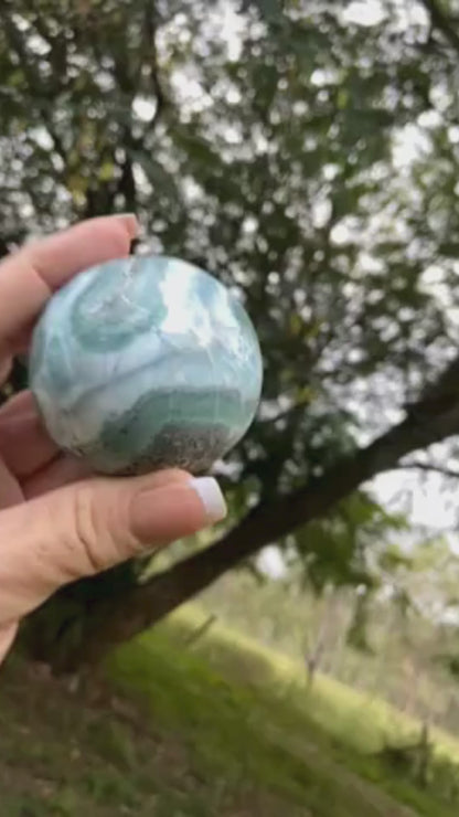 Rare AAA Grade Larimar Sphere | 252g | Atlantis Stone | Soothing & Balancing Crystal | Emotional Healing | Dominican Republic