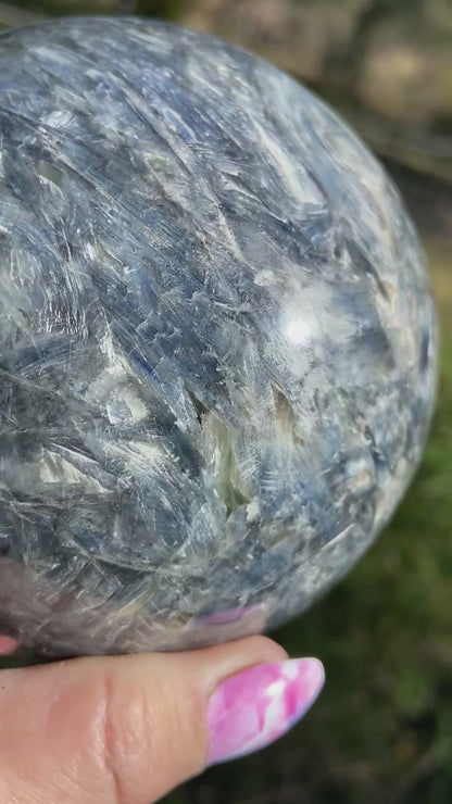 Sparkly Blue/touch of Green Kyanite and Mica Sphere